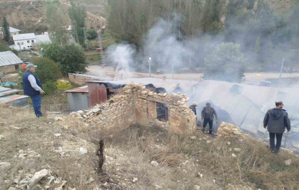 Bayburt Heybetepe’de yangında 4 evin çatısı zarar gördü, can kaybı yok